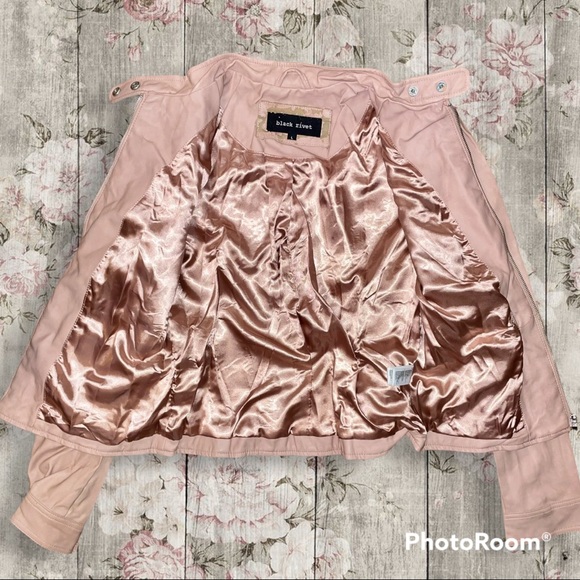 BLACK RIVET Faux Leather Moto Jacket, Pink, Wmn's LG - Picture 3 of 8